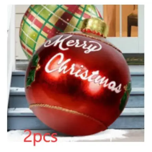 60CM Inflatable Christmas Ornament Ball – Outdoor PVC Decor - 2PCS / 60cm - Home & Garden