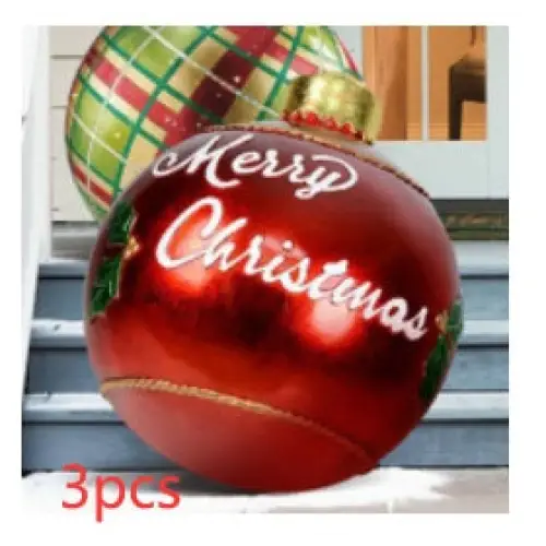 60CM Inflatable Christmas Ornament Ball – Outdoor PVC Decor - 3PCS / 60cm - Home & Garden