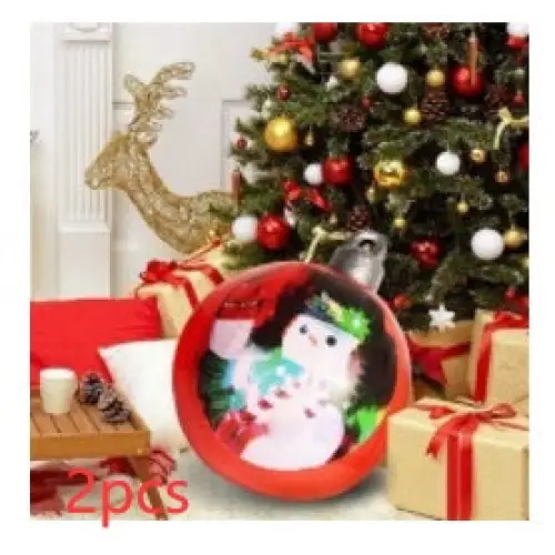 60CM Inflatable Christmas Ornament Ball – Outdoor PVC Decor - Double Sided Red Snowman