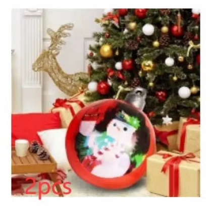 60CM Inflatable Christmas Ornament Ball – Outdoor PVC Decor - Double Sided Red Snowman