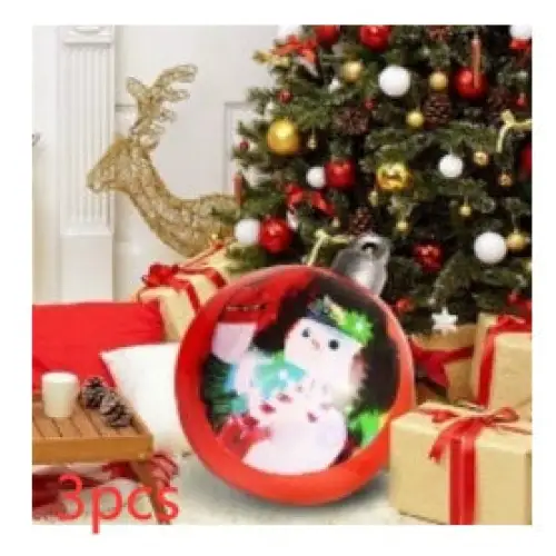 60CM Inflatable Christmas Ornament Ball – Outdoor PVC Decor - Double Sided Red Snowman