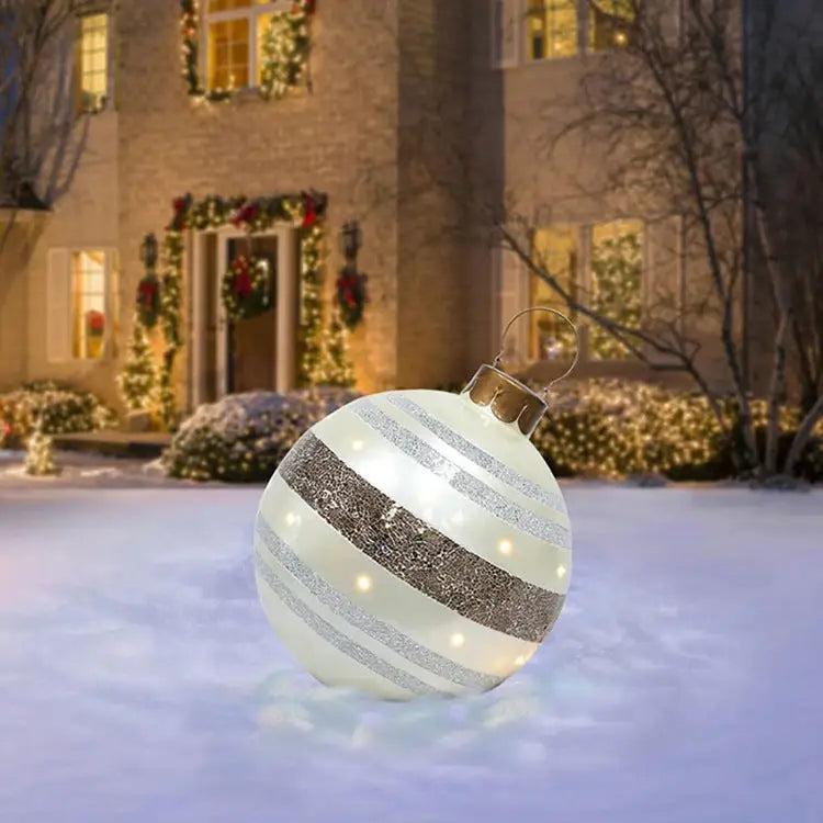 60CM Inflatable Christmas Ornament Ball – Outdoor PVC Decor - Striped cloth / 1PC / 60cm