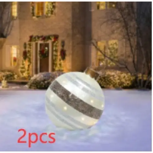 60CM Inflatable Christmas Ornament Ball – Outdoor PVC Decor - Striped cloth / 2PCS / 60cm