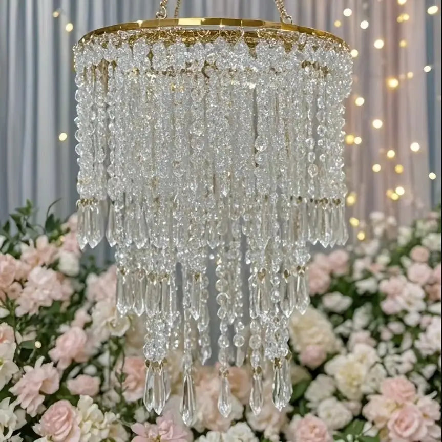 Acrylic Crystal Drop Chandelier for Weddings & Events - Without Lamp / 23x37cm - Home