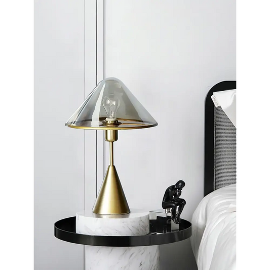 Amber Mushroom Glass Table Lamp with LED Light - Home & Garden > Lighting Lamps