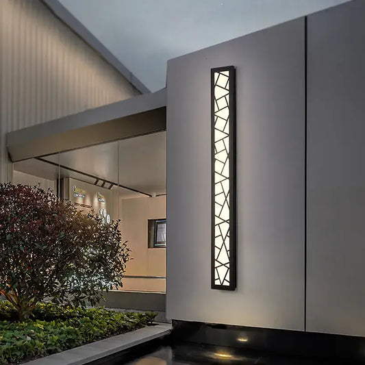 Black Outdoor Waterproof Long LED Wall Light For Villa Porch - 30x14x4.5cm 10W / Warm
