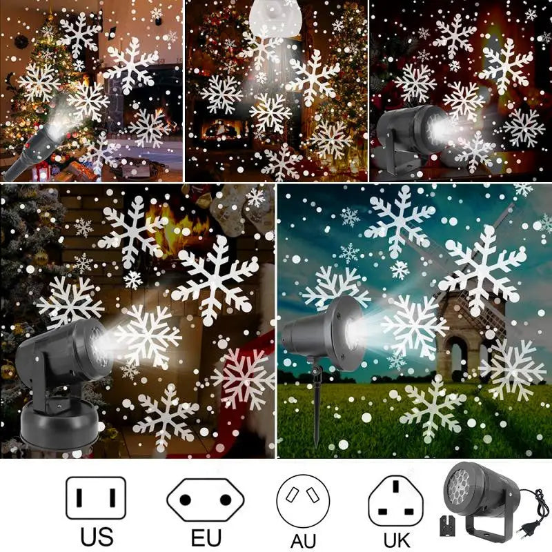 Christmas Snowflake Projector Light – LED Rotating Spotlight - Home & Garden > Decor