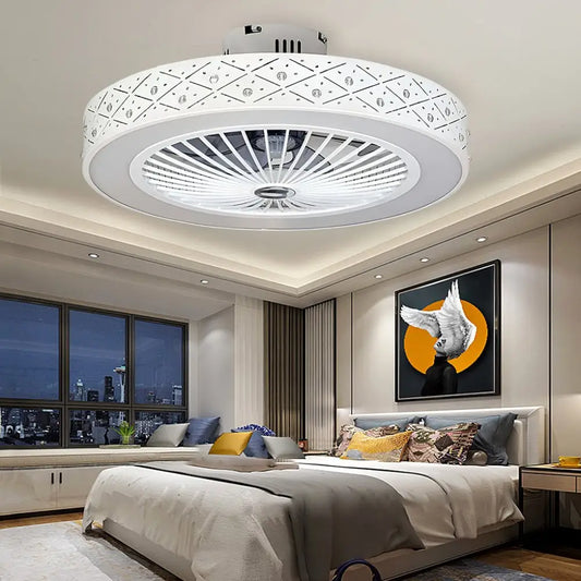 Creative Circular Bladeless Ceiling Fan Light Chandelier - Pineapple - Lighting > lights