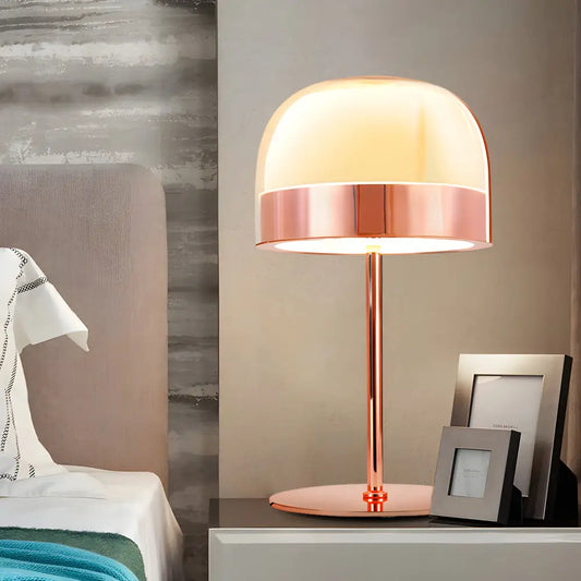 Equatore Glass Shade Table Lamp with Integrated LED - Rose Gold Lighting > & Floor Lamps