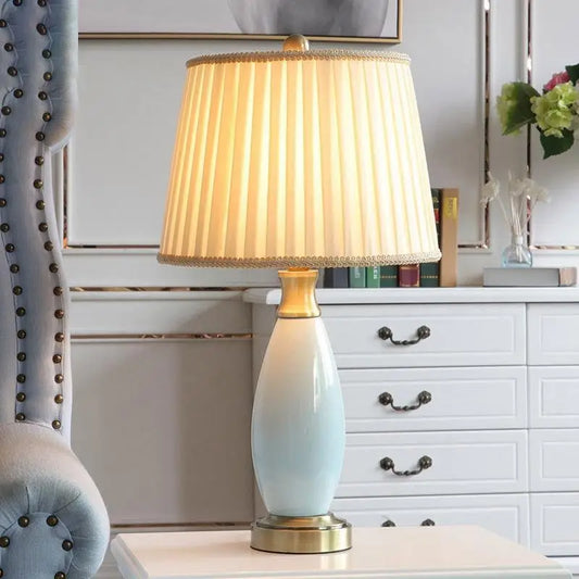 Farmhouse Light Blue Ceramic Table Lamp - In-line Lighting > & Floor Lamps