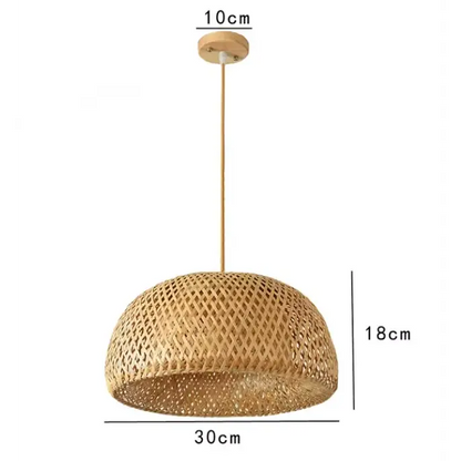 Hand‑Knitted Bamboo Pendant Lamp Natural Woven Light - style 01 - Home & Garden >
