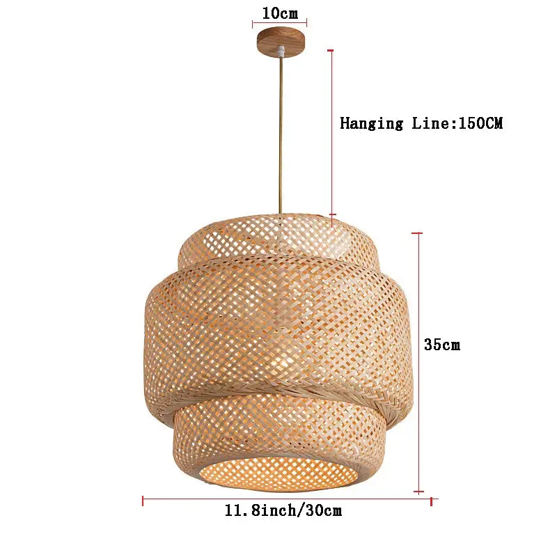 Hand‑Knitted Bamboo Pendant Lamp Natural Woven Light - style 02 - Home & Garden >