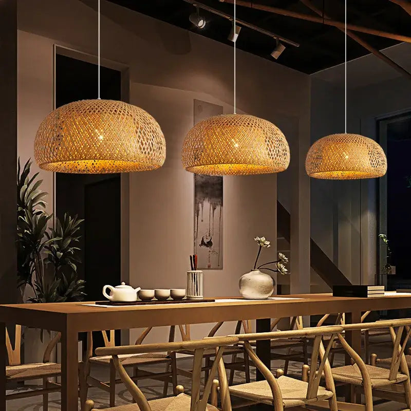 Hand‑Woven Bamboo Lantern Pendant Lamp - Home & Garden > Lighting Fixtures Chandeliers