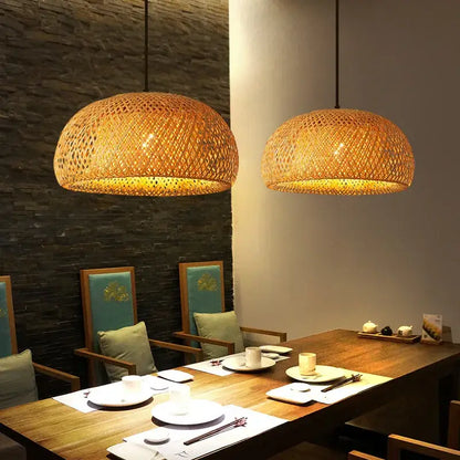 Hand‑Woven Bamboo Lantern Pendant Lamp - Home & Garden > Lighting Fixtures Chandeliers