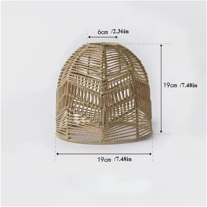 Hand‑Woven Paper Rope Lampshade Natural Rattan Cover - Chandelier