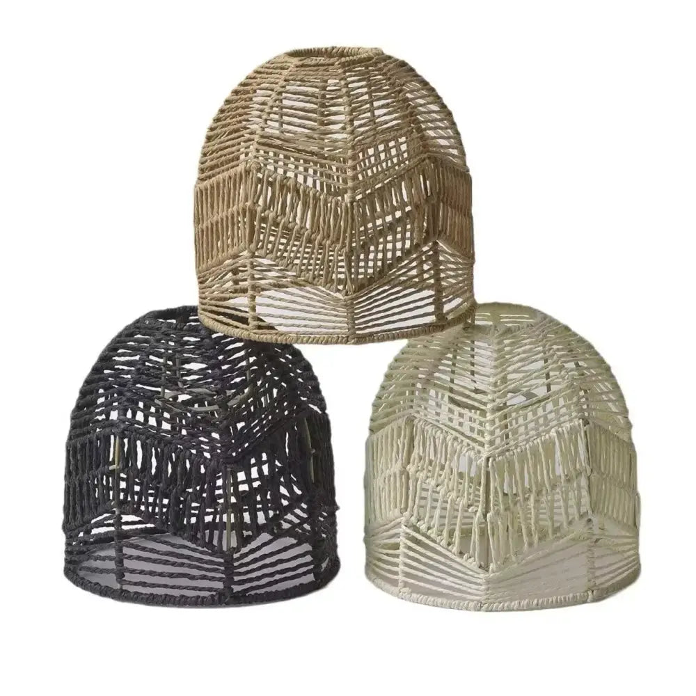 Hand‑Woven Paper Rope Lampshade Natural Rattan Cover - Chandelier