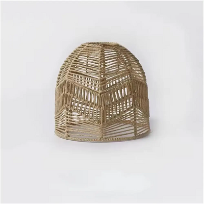 Hand‑Woven Paper Rope Lampshade Natural Rattan Cover - Yellow