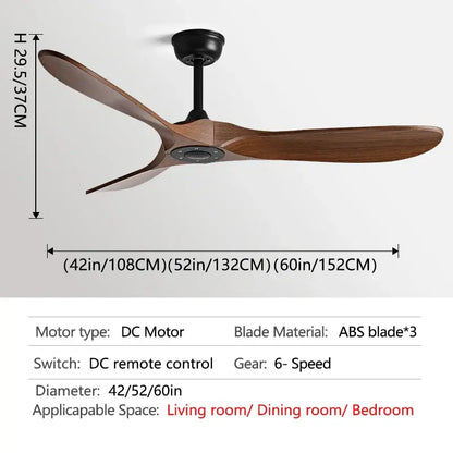 Industrial Vintage Ceiling Fan with Remote Control Black walnut grain / 36inch / DC