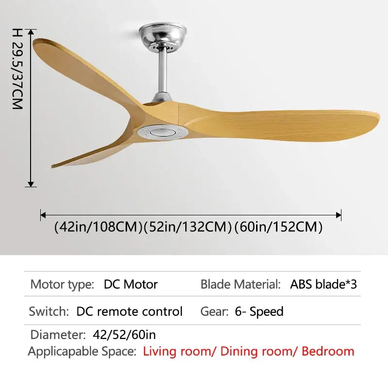 Industrial Vintage Ceiling Fan with Remote Control Silvery wood grain / 60inch / DC