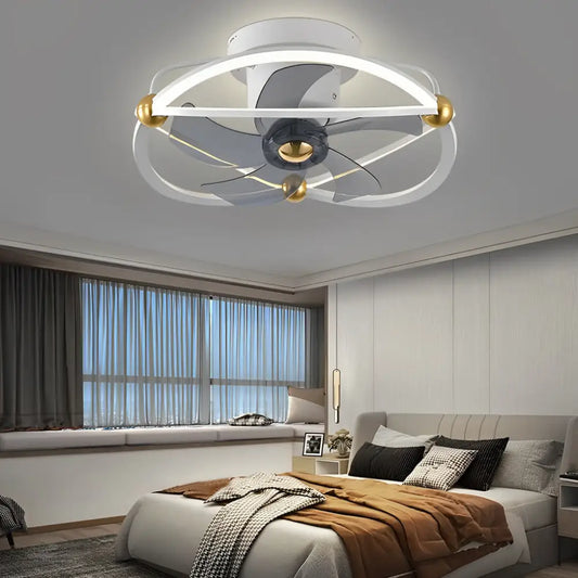 Intelligent Adjustable LED Ceiling Fan Light with Remote - White - Lighting > lights Fans