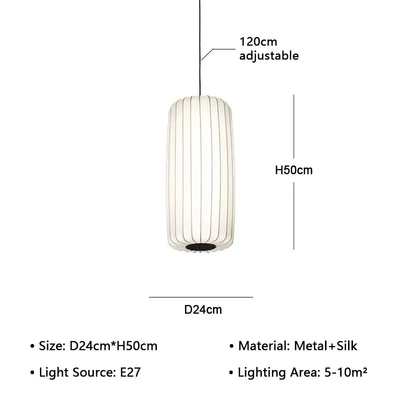 Japanese Wabi Sabi Silk Chandelier - D24-H50cm / 3 changeable light - Home & Garden >