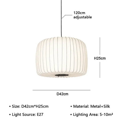 Japanese Wabi Sabi Silk Chandelier - D42-H25cm / white light 6500K - Home & Garden >