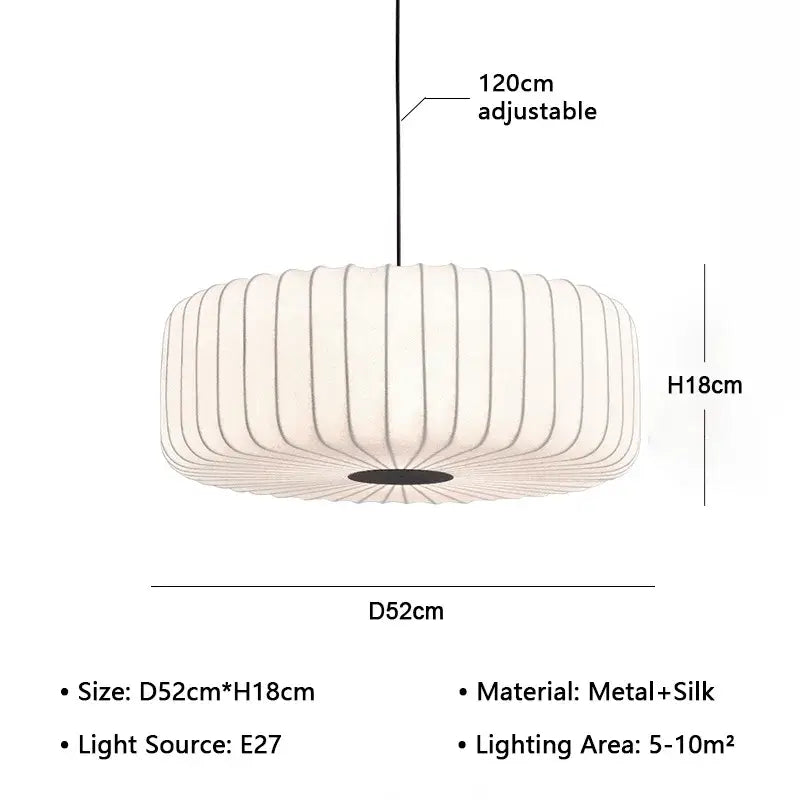 Japanese Wabi Sabi Silk Chandelier - D52-H18cm / 3 changeable light - Home & Garden >