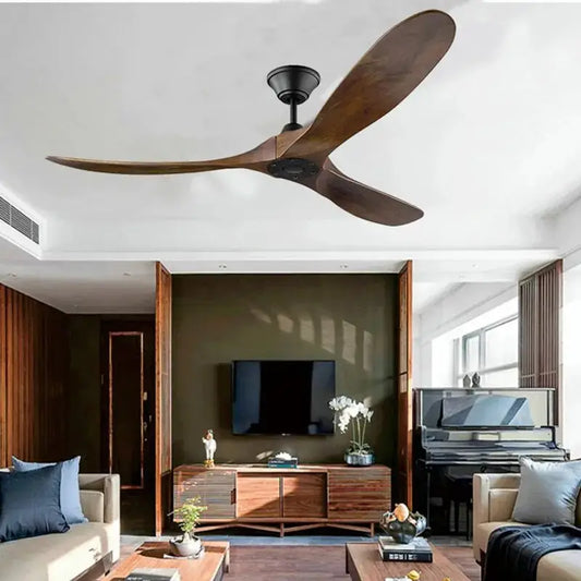 Large Industrial Wooden Ceiling Fan Without Light for Bedroom,Living - Fans