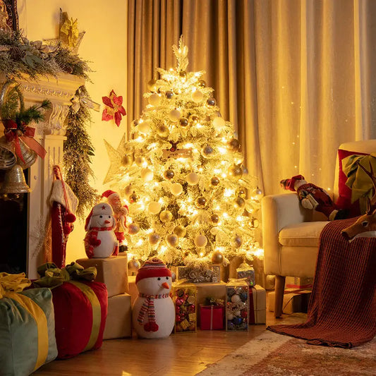 LED-Lit Snow Flocked Hinged Artificial Christmas Tree - Home & Garden > Decor Seasonal