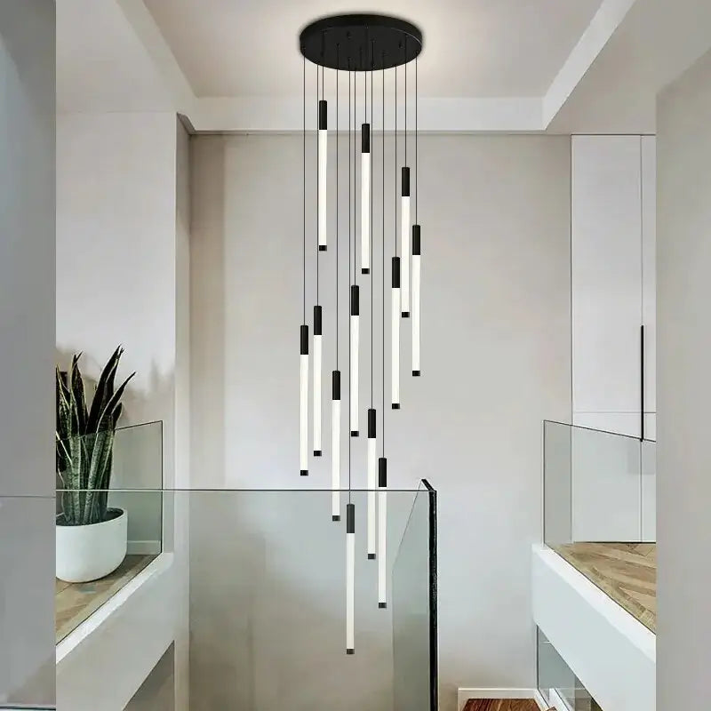 Long Led Strip Spiral Chandelier for Staircase,Lobby,Foyer