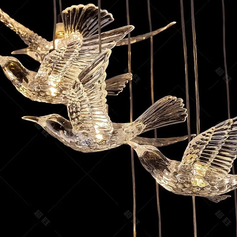 Shop Luxury Bird design Spiral Chandelier for Staircase, Living ...