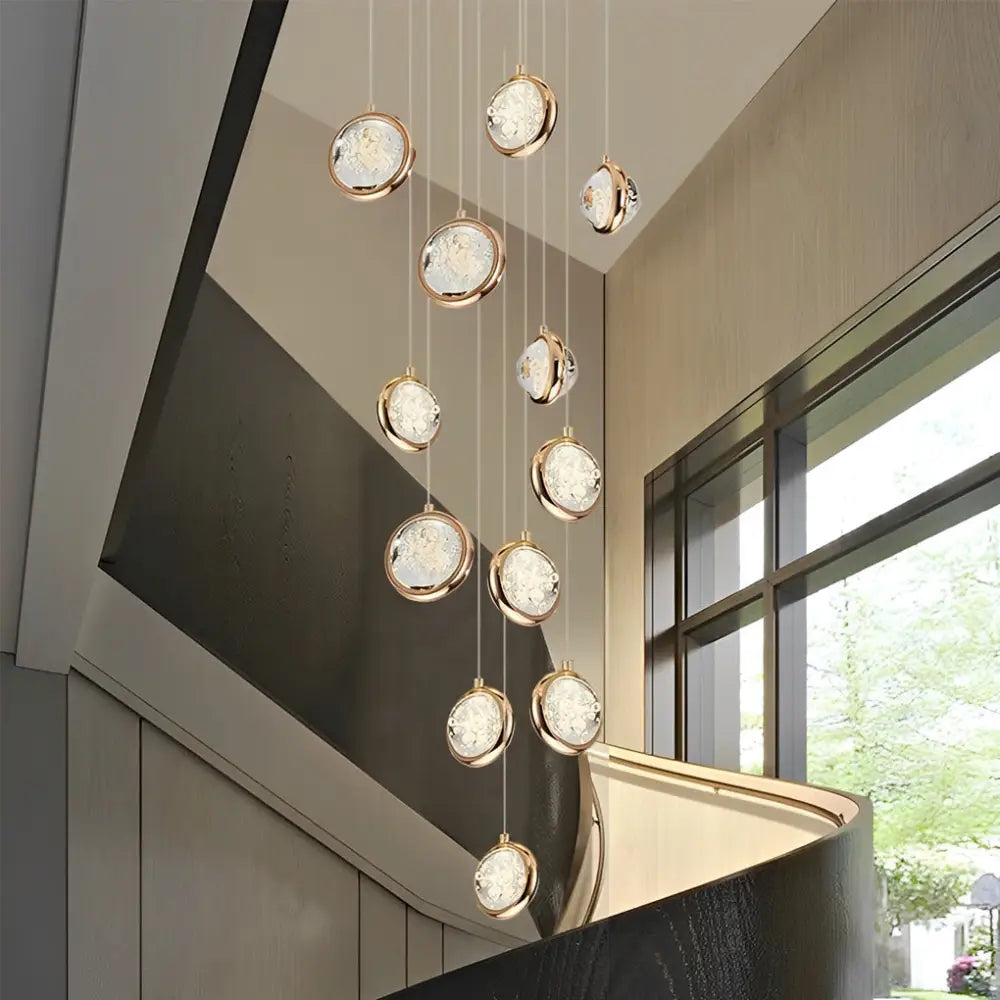 Luxury Bubbles Crystal Shade Staircase Chandelier - 12-Light Lighting > Ceiling lights