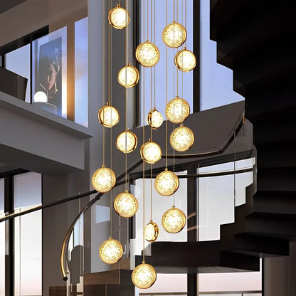 Luxury Bubbles Crystal Shade Staircase Chandelier - 18-Light Lighting > Ceiling lights