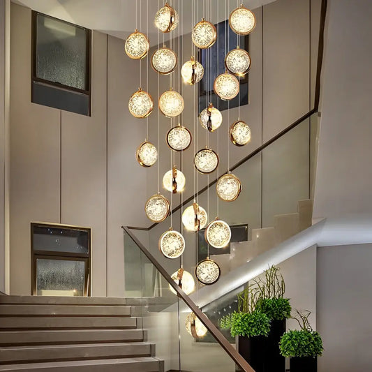 Luxury Bubbles Crystal Shade Staircase Chandelier - 24-Light Lighting > Ceiling lights