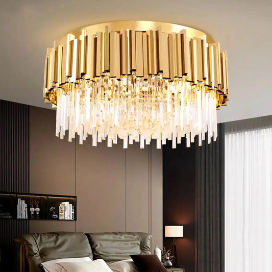Luxury Ceiling Crystal Round Chandelier for Living Bedroom Dining