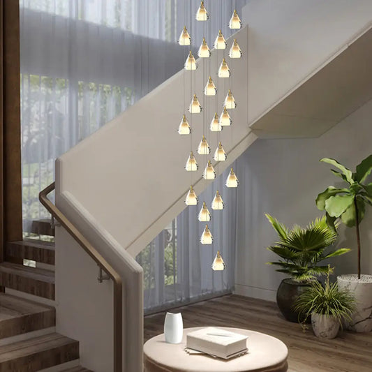 Luxury Crystal Shade Nordic Staircase Chandelier - 24 - Light Lighting > Ceiling lights