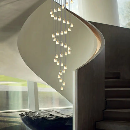 Luxury Crystal Shade Nordic Staircase Chandelier - 36 - Light Lighting > Ceiling lights