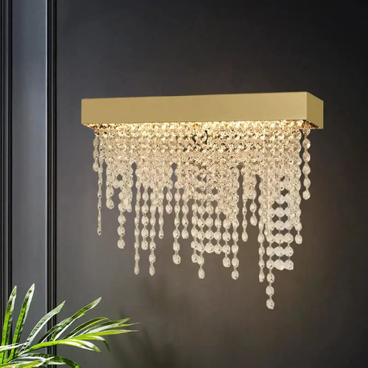Luxury Gold Crystal Wall Sconce for Bedside Bedroom Living - Sconces