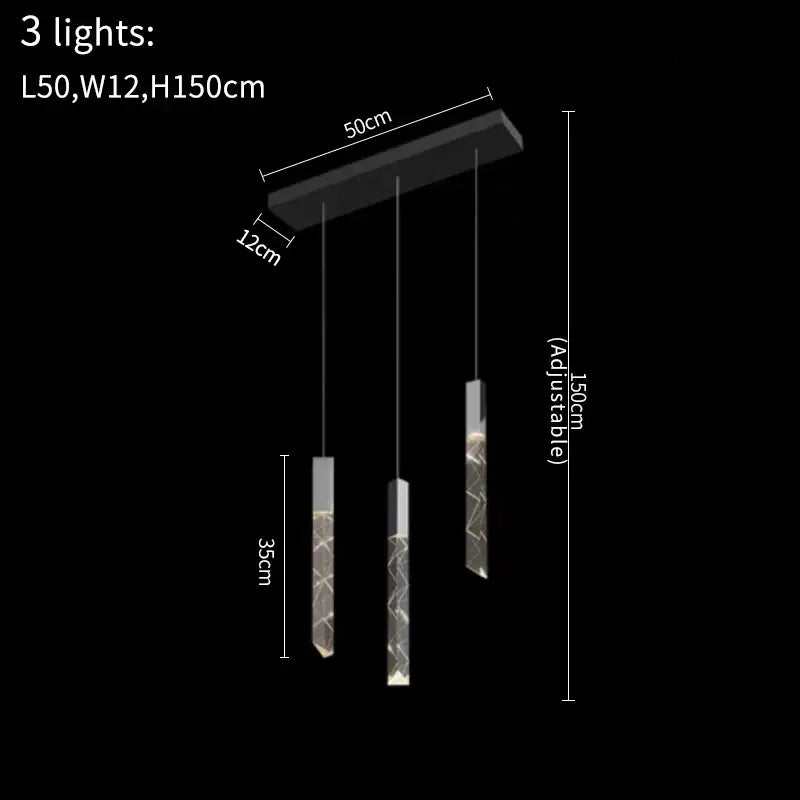 Luxury Hanging Long - Led Staircase Chandelier for Living Hall - Rectangle 3 lights