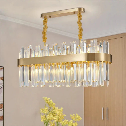 Luxury Hanging Oval Crystal Chandelier for Dining Kitchen