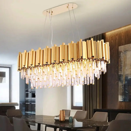 Luxury Hanging Rectangle Crystal Chandelier for Dining Kitchen