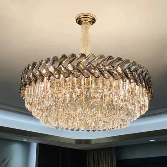 Luxury Large Round Chandelier for Living Dining Bedroom - Dia40cm / NOT dimm Warm light