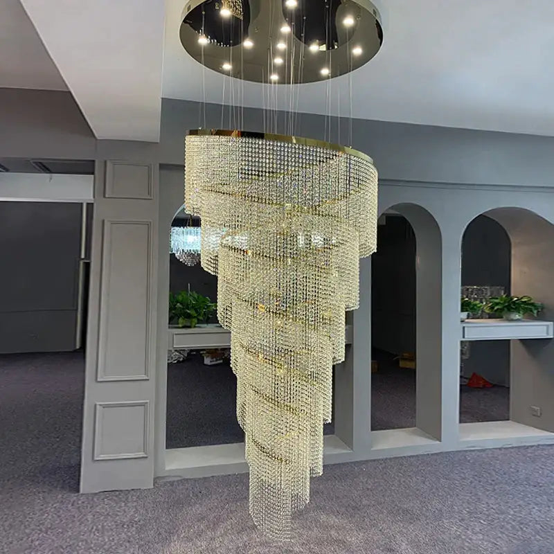 Shop Luxury Large Spiral Crystal Chandelier for Staircase, Hallway ...