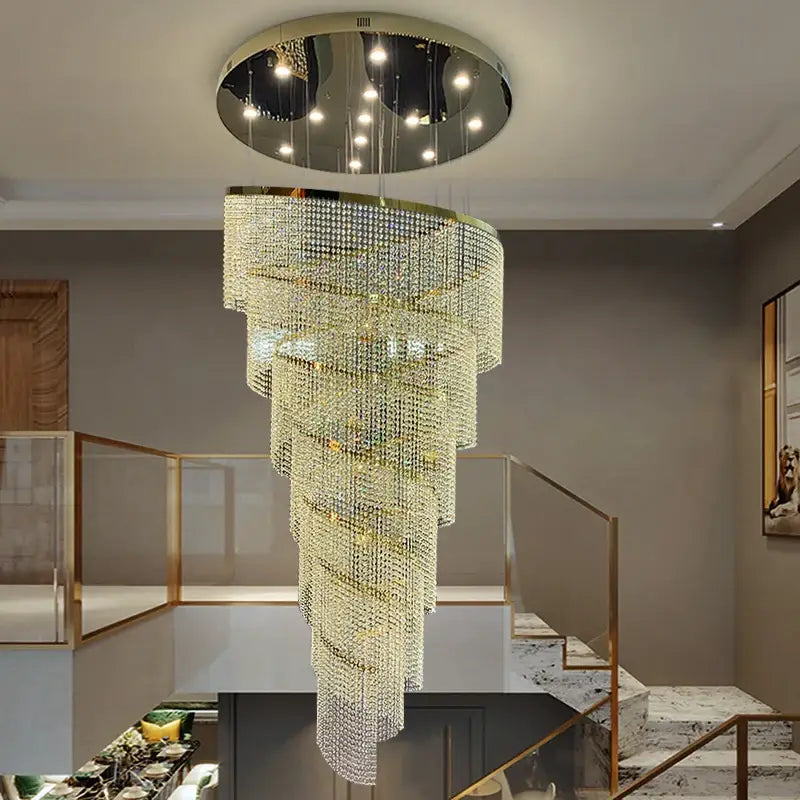 Shop Luxury Large Spiral Crystal Chandelier for Staircase, Hallway ...