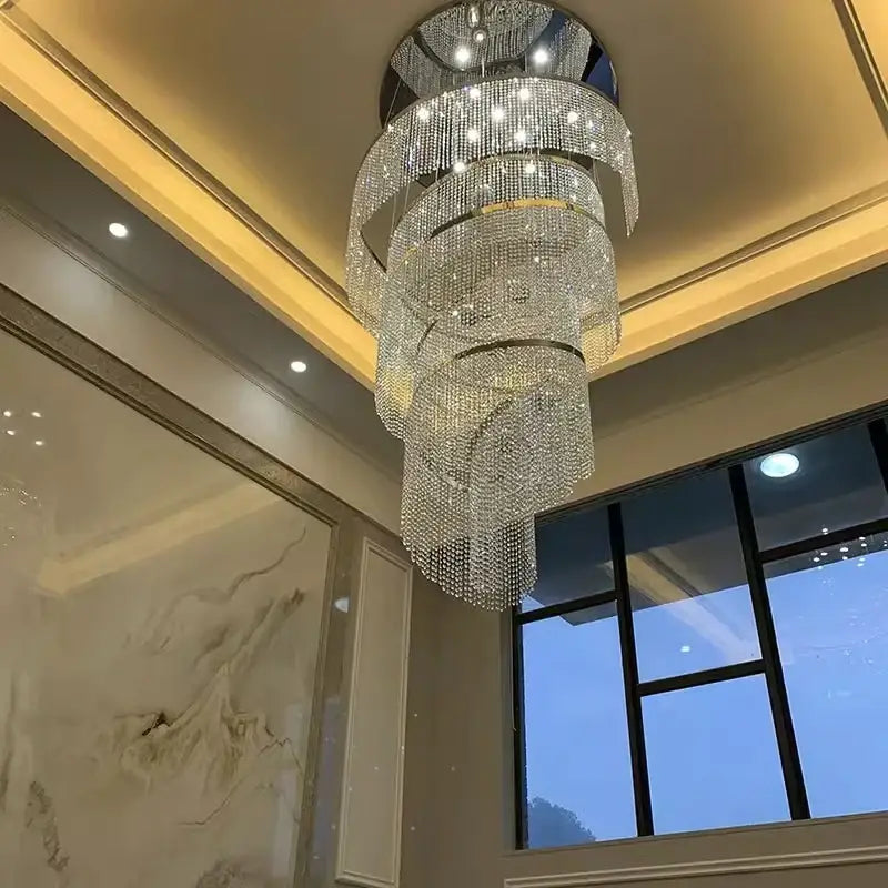 Shop Luxury Large Spiral Crystal Chandelier for Staircase, Hallway ...