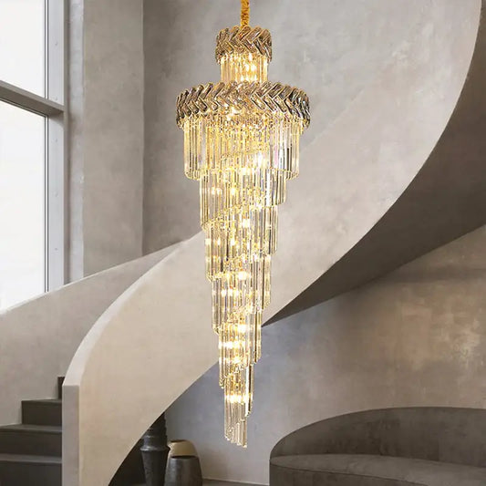 Luxury Long Spira Crystal Chandelier for Staircase Hall Living