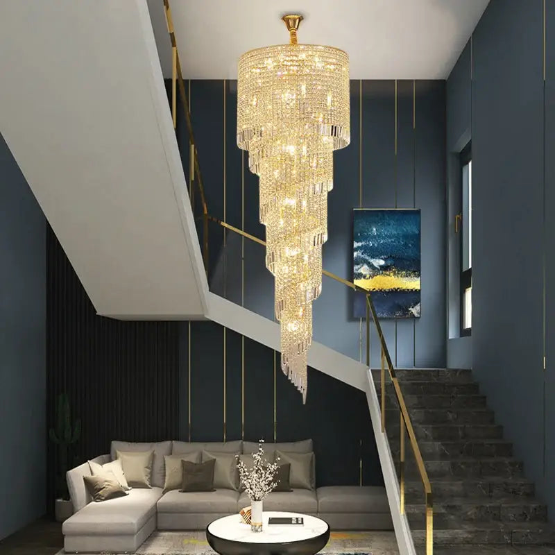 Shop Luxury Long Spiral Chandelier for Staircase, Living, Hall ...