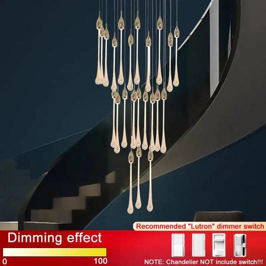 Luxury Long Water Drop Hanging Chandelier for Staircase Hallway