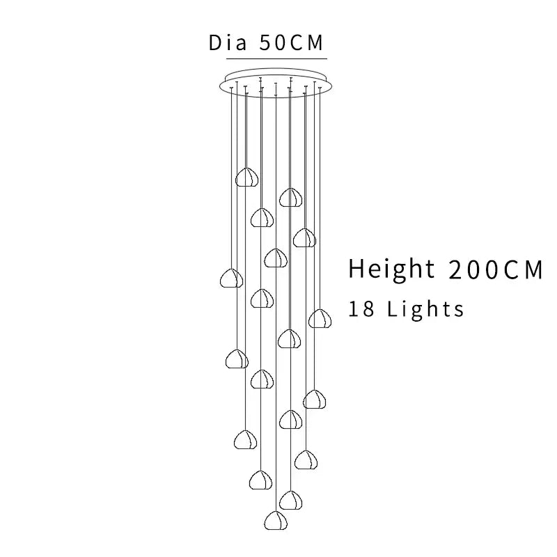 Luxury Modern Crystal LED Chandelier for Staircase Lobby - 18 lights / NON dimm Warm