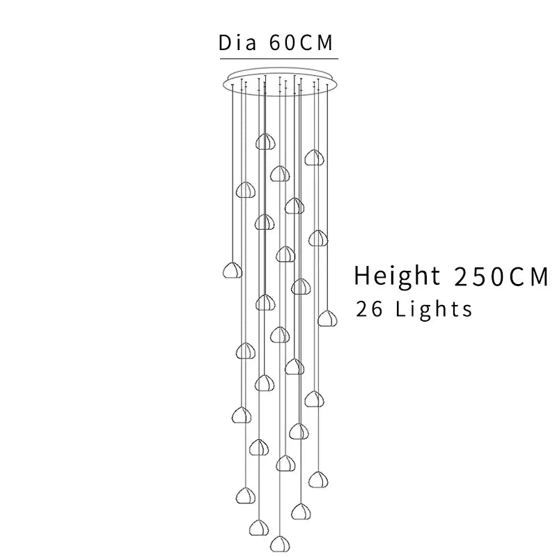 Luxury Modern Crystal LED Chandelier for Staircase Lobby - 26 lights / NON dimm Warm